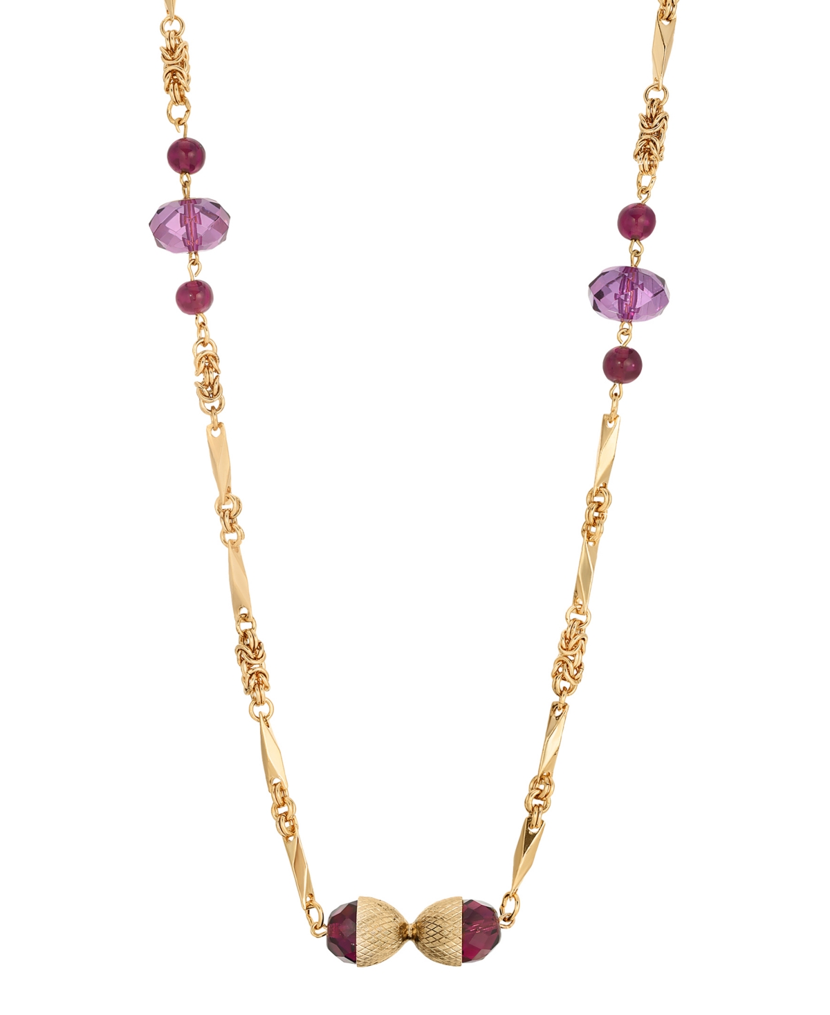 2028 Purple Stone Necklace In Purple,gold