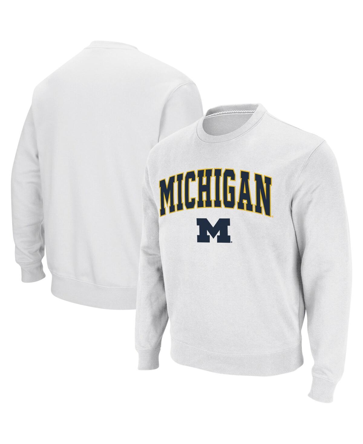 Colosseum Men's Michigan Wolverines Arch & Logo Crew Neck Sweatshirt In White