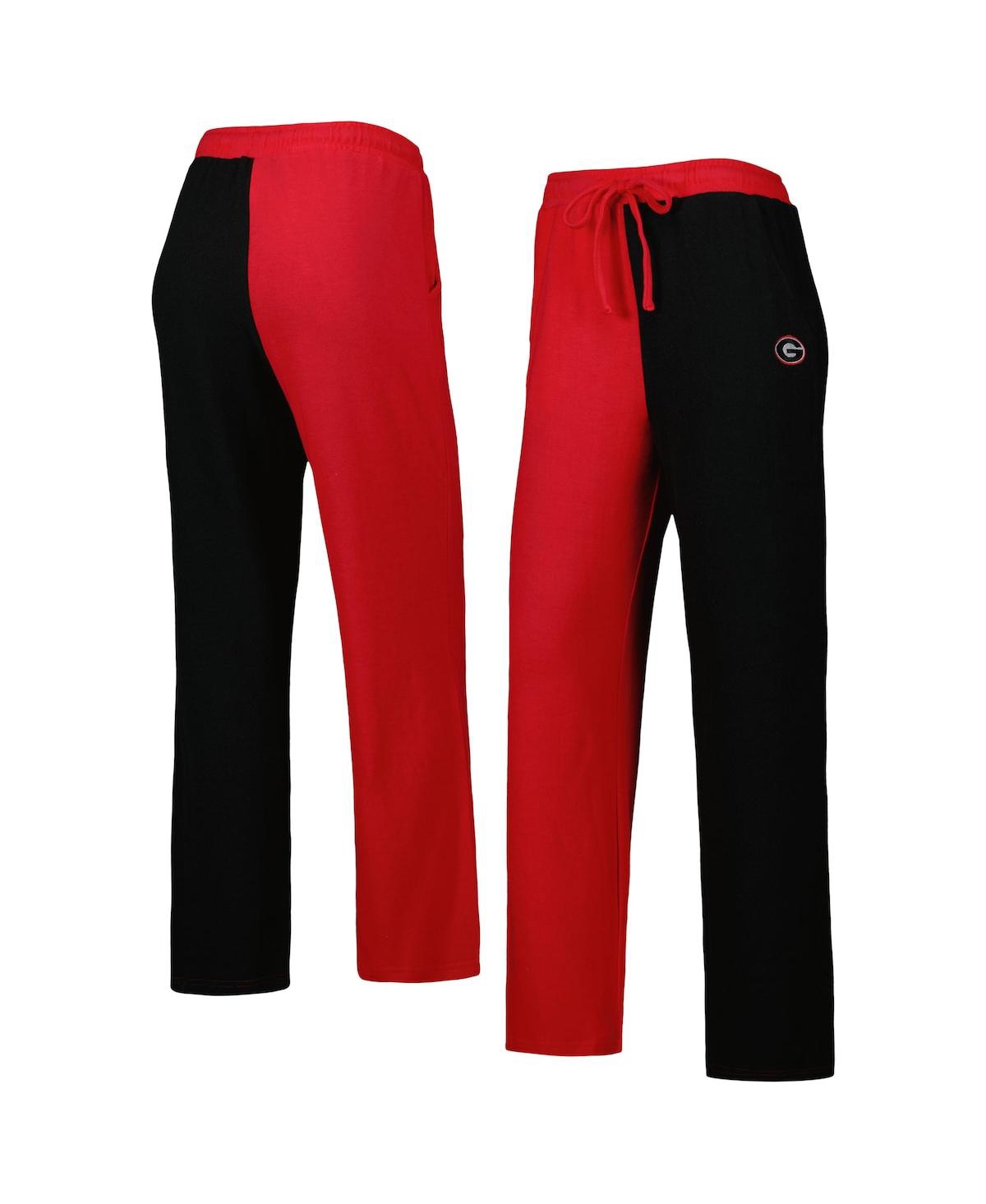 Zoozatz Women's  Red, Black Georgia Bulldogs Colorblock Cozy Tri-blend Lounge Pants In Red,black