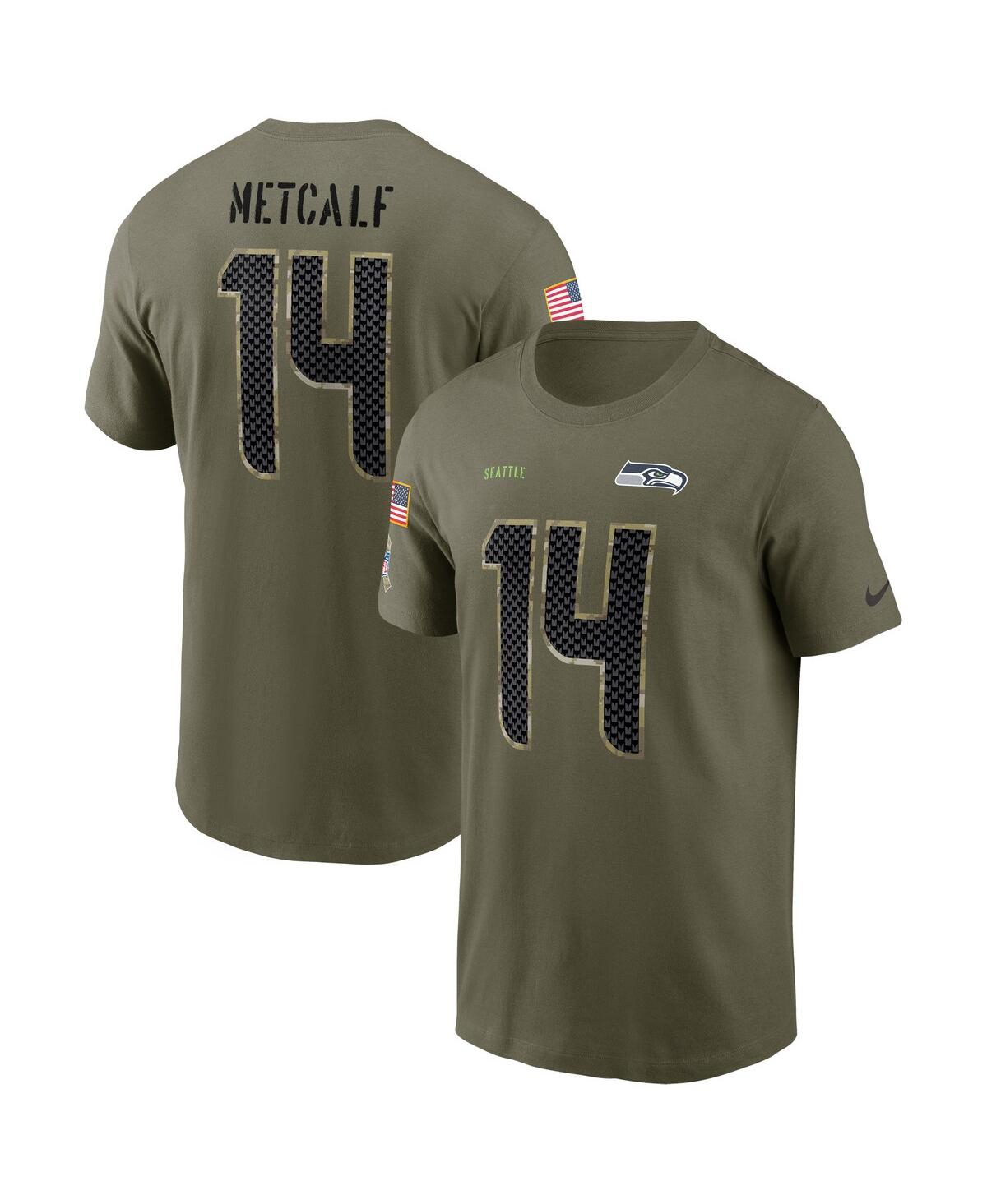 Men's Nike Dk Metcalf Olive Seattle Seahawks 2022 Salute To Service Name and Number T-shirt
