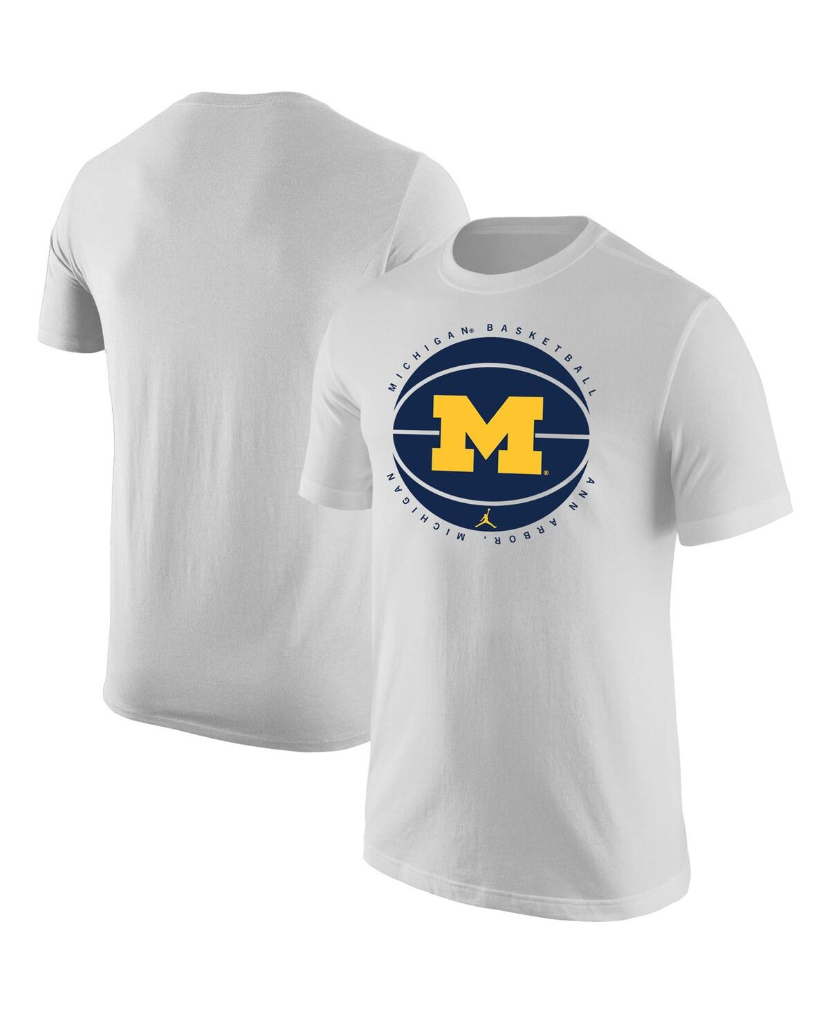 Men's Jordan White Michigan Wolverines Basketball Team Issue T-shirt - White