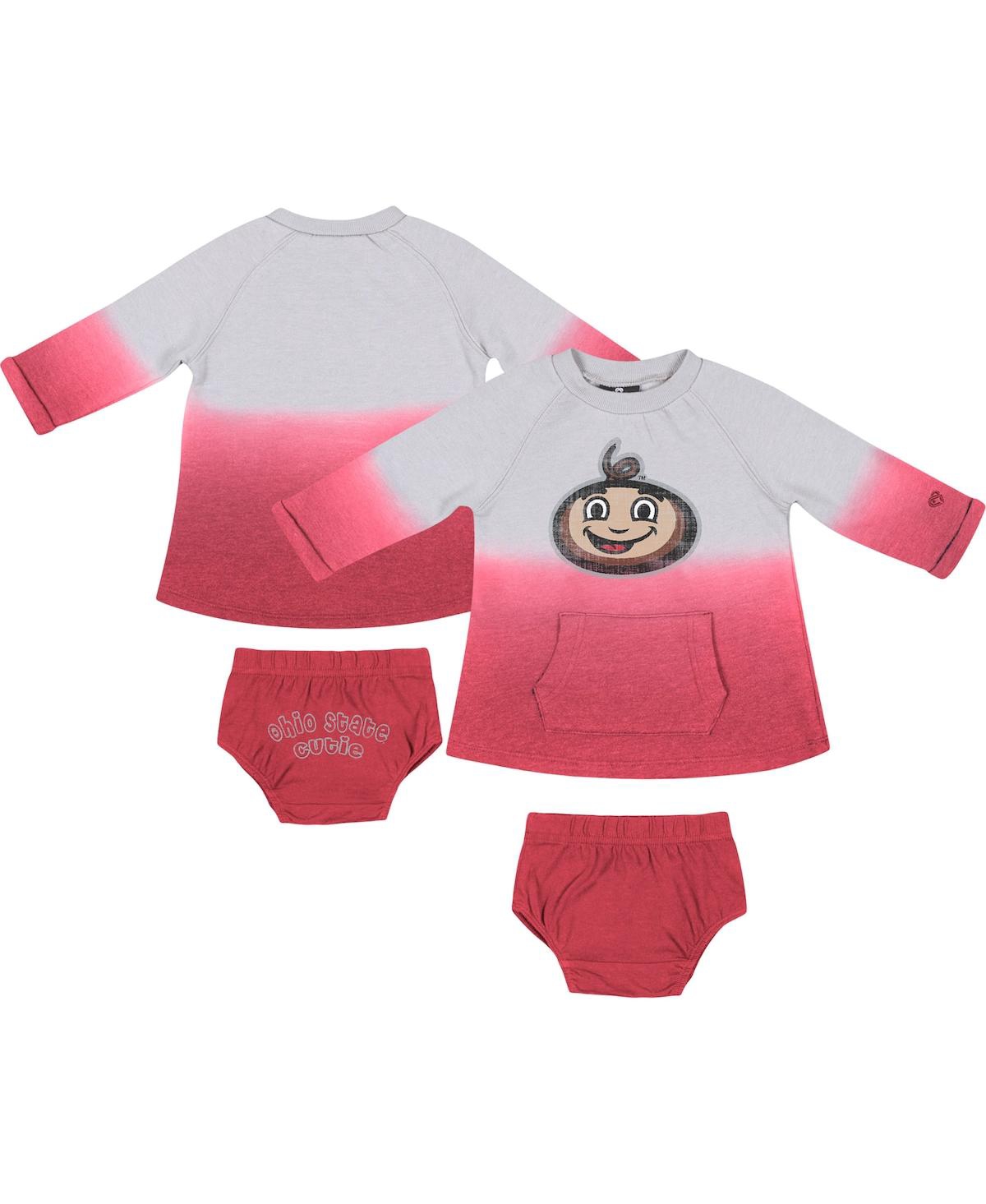 Shop Colosseum Newborn And Infant Boys And Girls  Gray, Scarlet Ohio State Buckeyes Hand In Hand Ombre Dre In Gray,scarlet