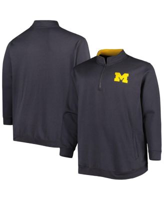Men's Charcoal Michigan Wolverines Big and Tall Tortugas Logo Quarter-Zip Sweatshirt