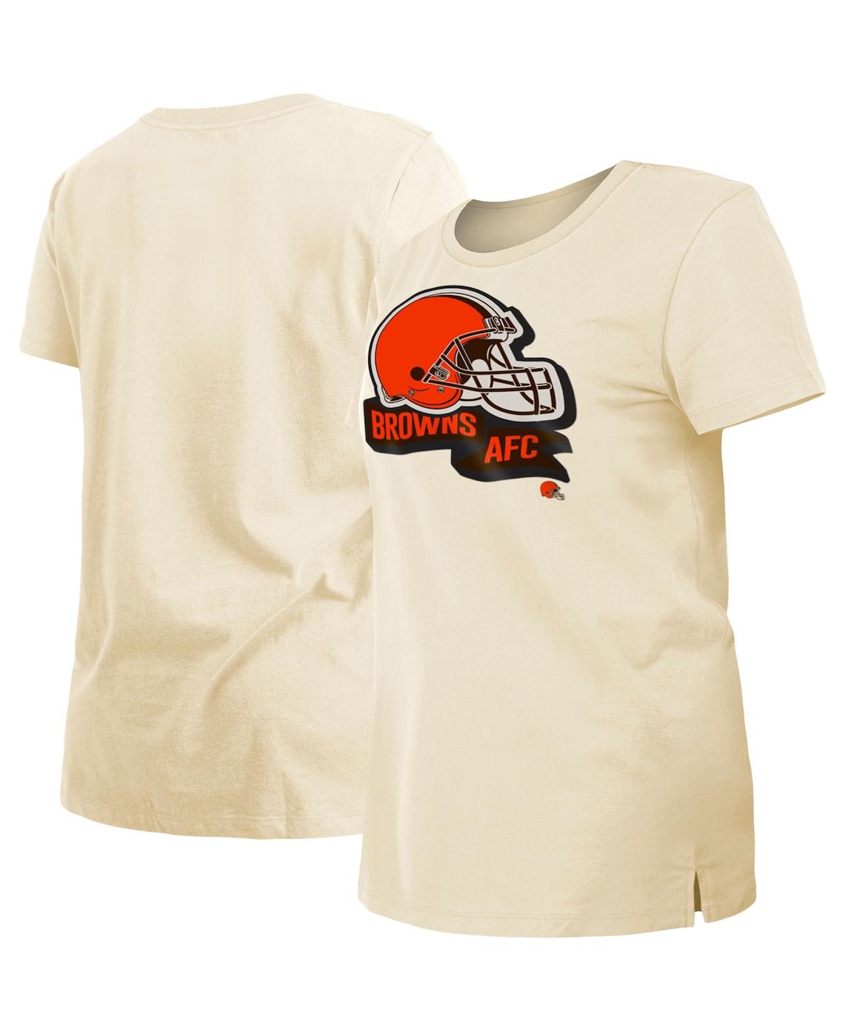 Shop New Era Women's  Cream Cleveland Browns Chrome Sideline T-shirt