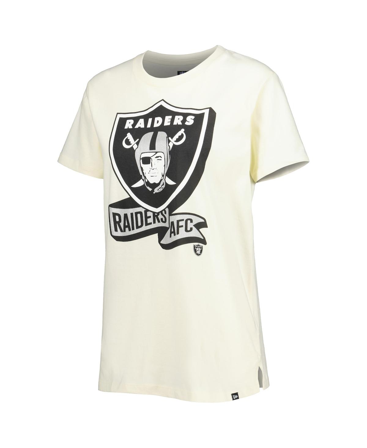 NEW ERA WOMEN'S NEW ERA CREAM LAS VEGAS RAIDERS CHROME SIDELINE T-SHIRT 