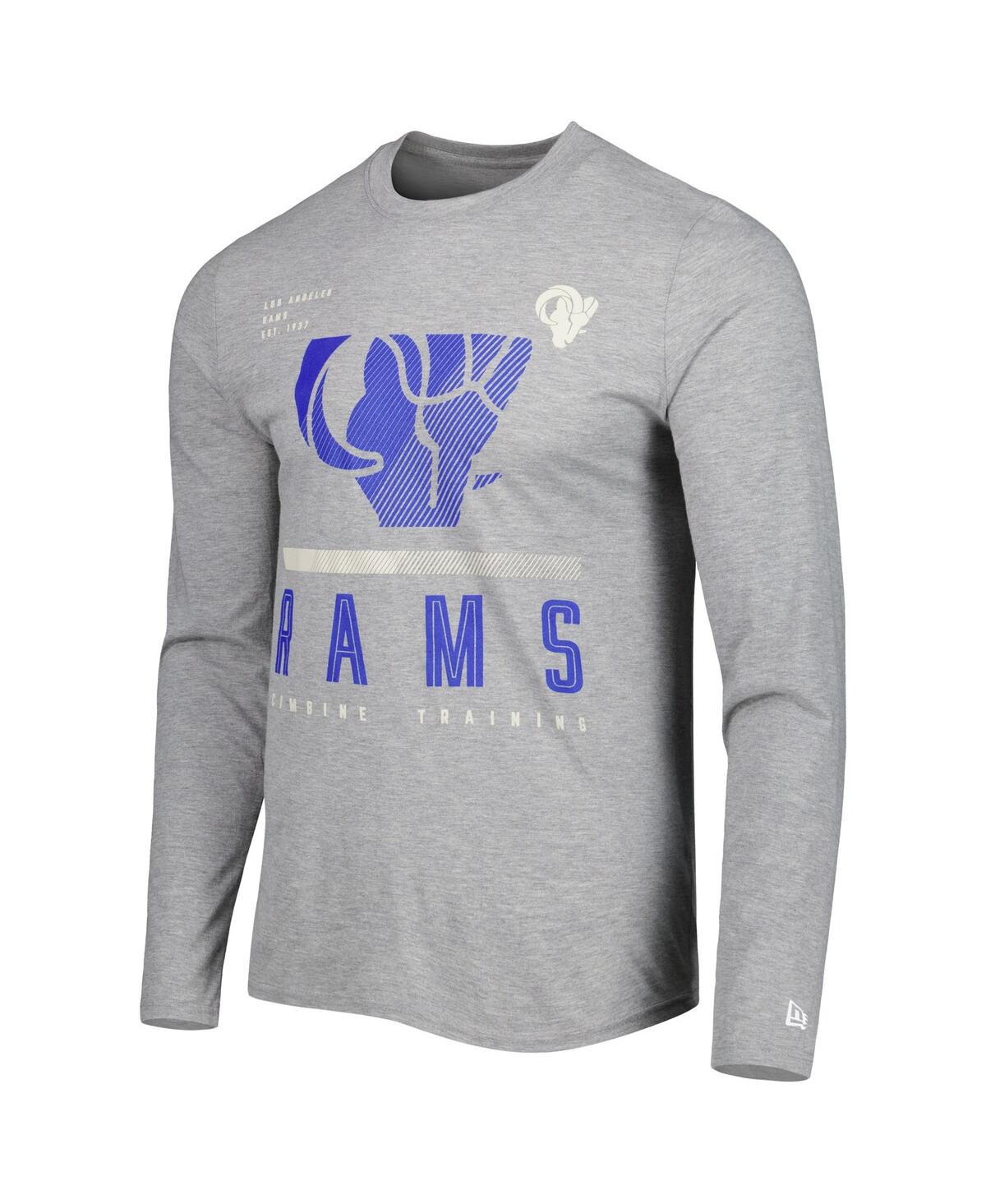 Shop New Era Men's  Heathered Gray Los Angeles Rams Combine Authentic Red Zone Long Sleeve T-shirt