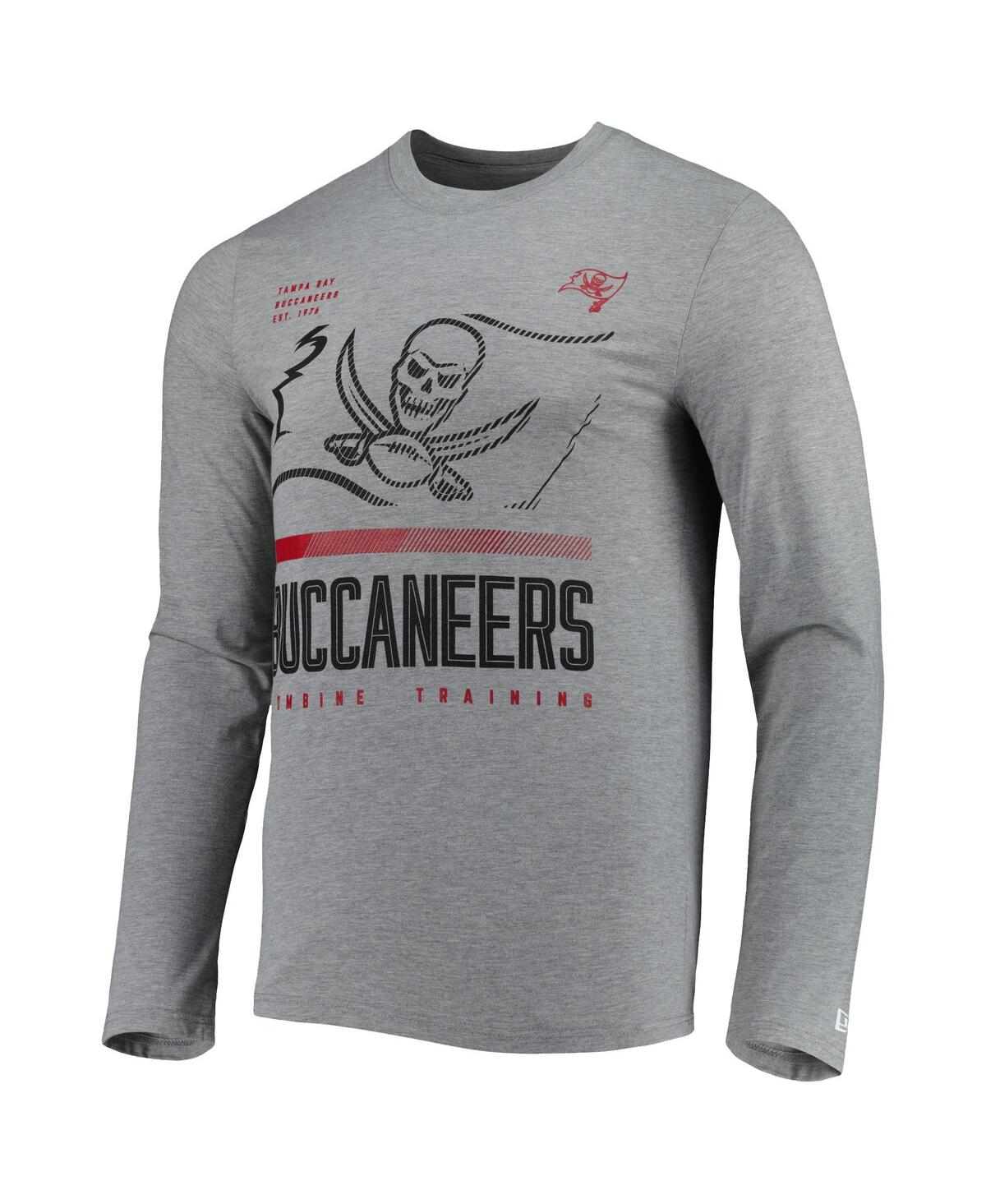 Shop New Era Men's  Heathered Gray Tampa Bay Buccaneers Combine Authentic Red Zone Long Sleeve T-shirt