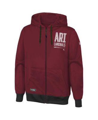 Men's Cardinal Arizona Cardinals Combine Authentic Drop Back Full-Zip Hoodie