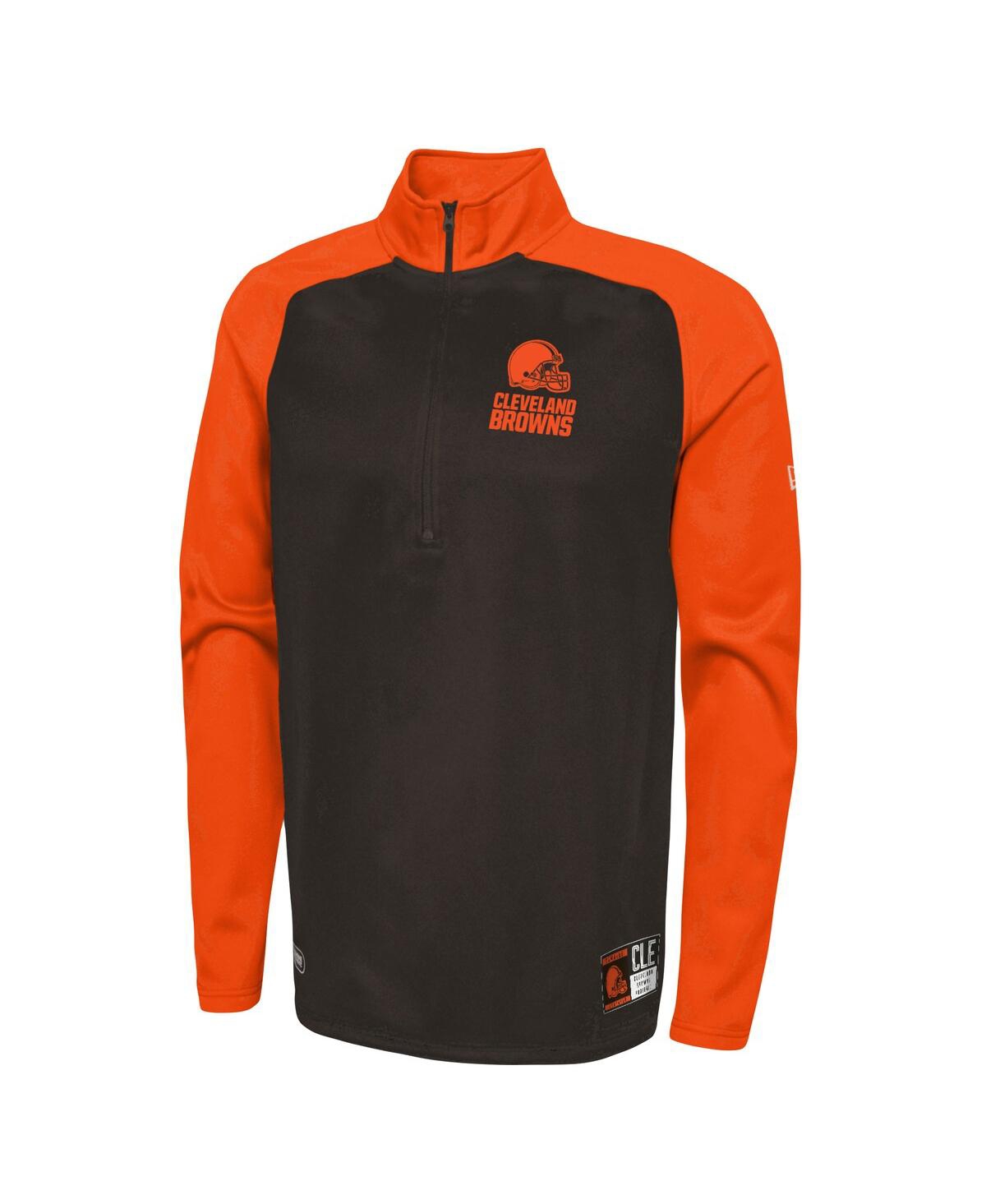 Shop New Era Men's  Brown Cleveland Browns Combine Authentic O-line Raglan Half-zip Jacket