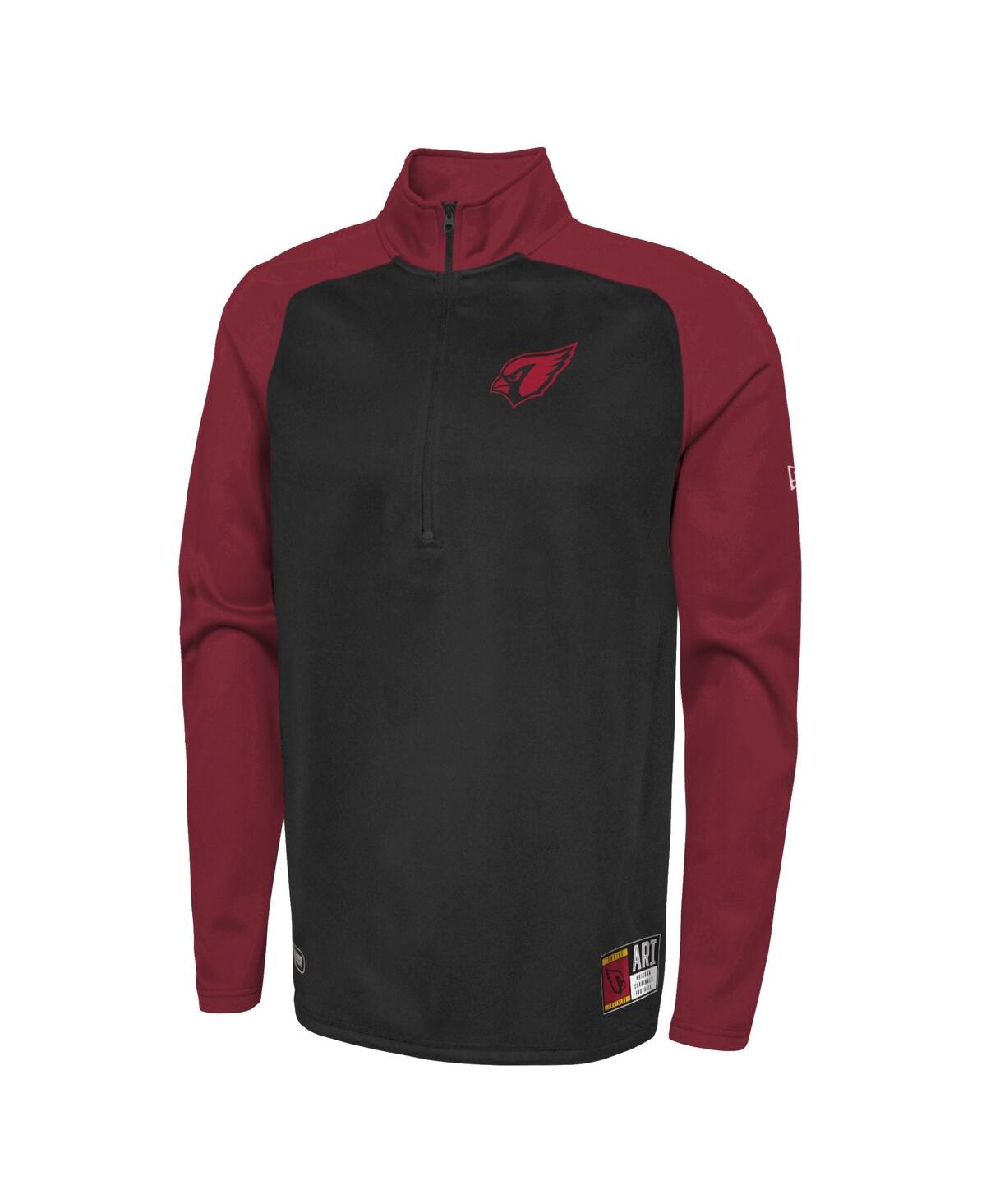 NEW ERA MEN'S NEW ERA BLACK ARIZONA CARDINALS COMBINE AUTHENTIC O-LINE RAGLAN HALF-ZIP JACKET 