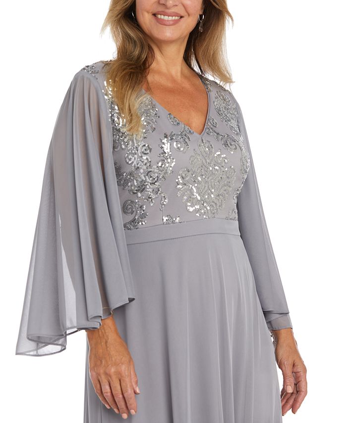 R & M Richards Women's Sequined-Bodice Chiffon Gown - Macy's