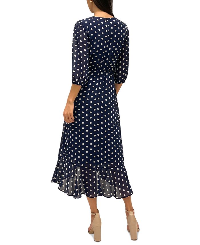 Sam Edelman Women's Polka-Dot Faux-Wrap Dress - Macy's