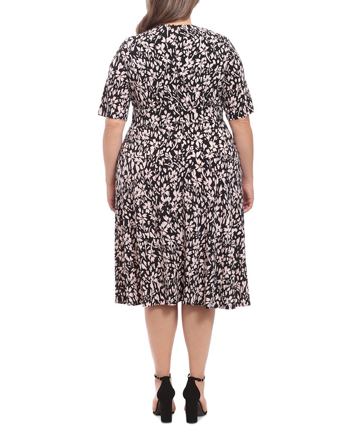 London Times Plus Size Floral-Print Short-Sleeve Midi Dress - Macy's