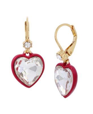 Betsey Johnson Heart Drop Earrings - Macy's