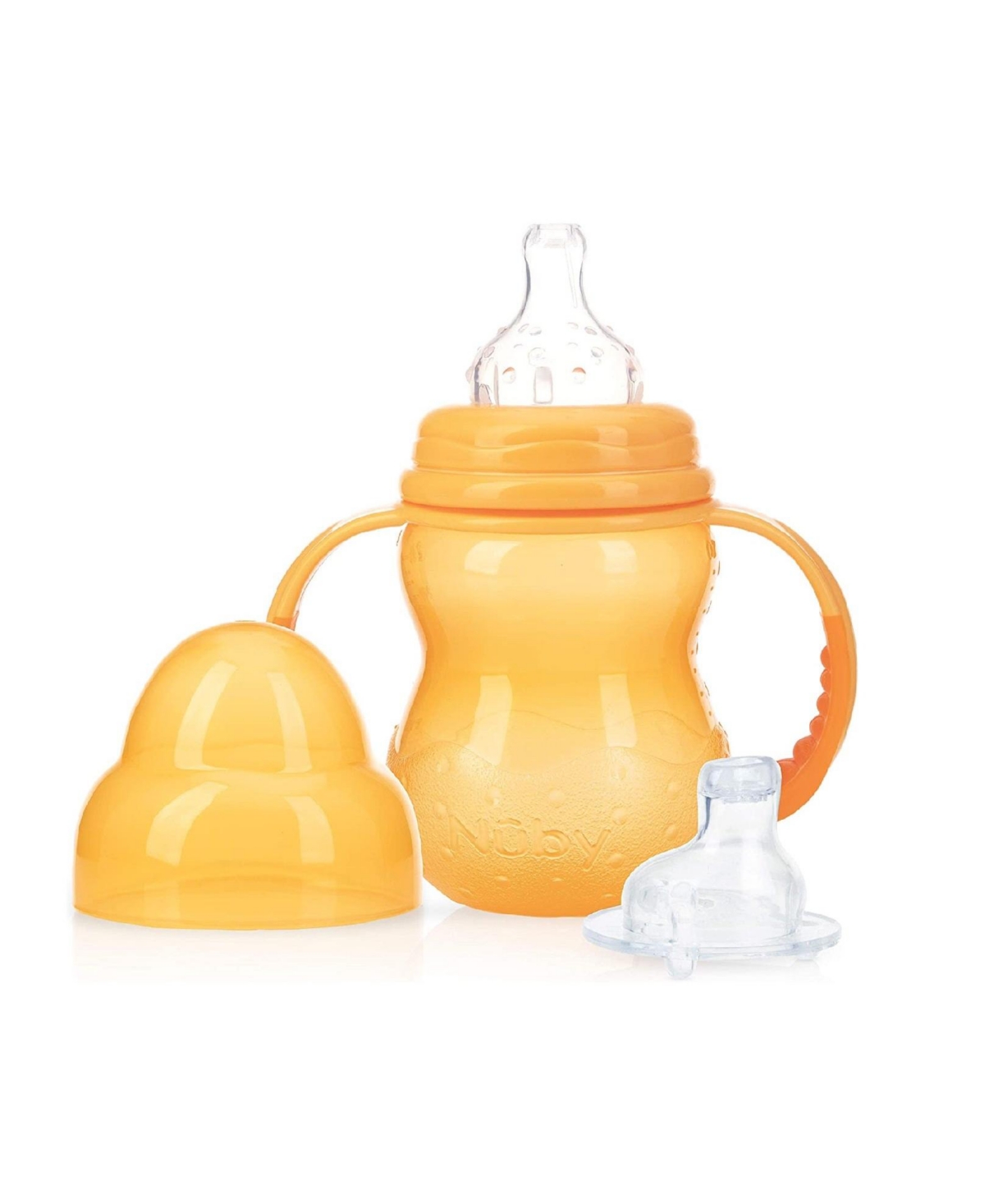 Nuby 3 Stage Tritan Wide Neck Grow With Me Bottle To Cup, 8 Oz, Orange