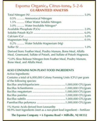  CT8 Citrus-tone Citrus  Avocado Organic 5-2-6 - 8lb