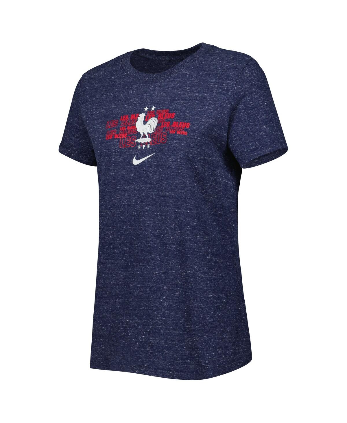 Shop Nike Women's  Navy France National Team Varsity Space-dye T-shirt