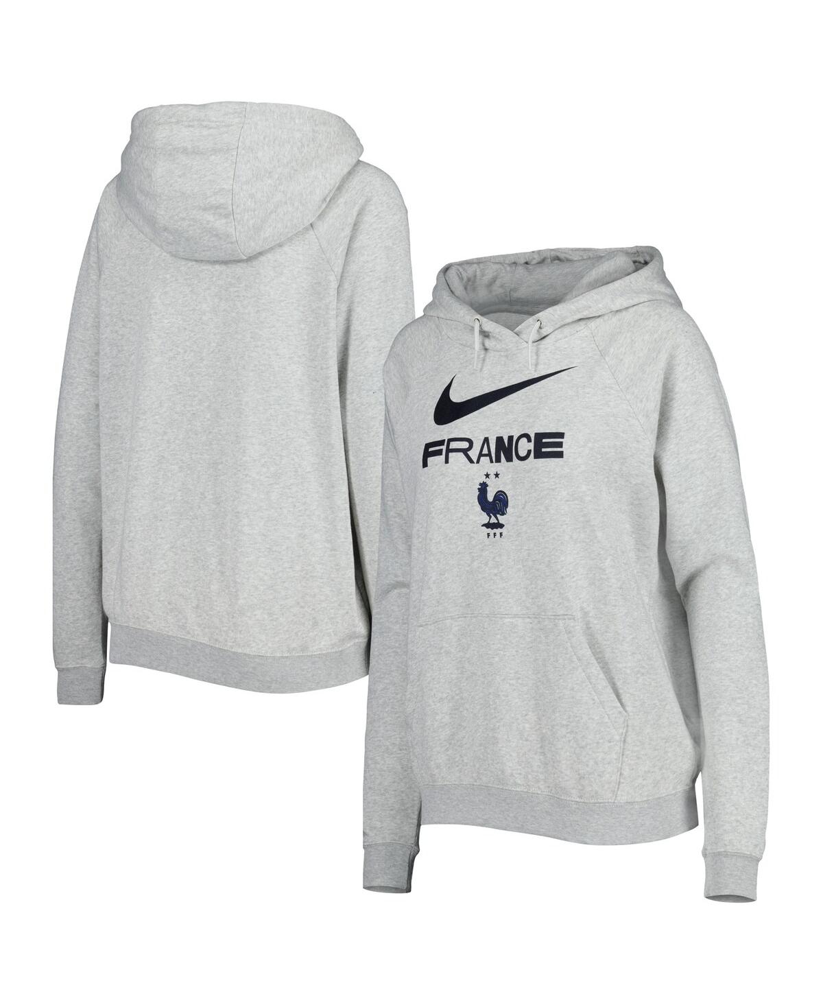 Women's Nike Heather Gray France National Team Lockup Varsity Fleece Raglan Pullover Hoodie
