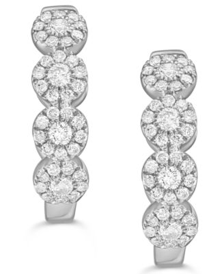 Diamond Halo Small Hoop Earrings (1/2 ct. t.w.) 
