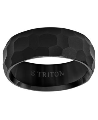 Men's Hammered Finish Wedding Band in Black Tungsten Carbide