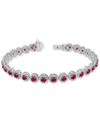 Sapphire (5-1/2 ct. t.w.) & Diamond (3 ct. t.w) Tennis Bracelet in 14k White Gold (Also in Ruby and Emerald)