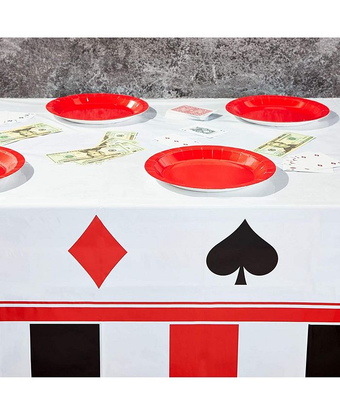 Sparkle and Bash Casino Plastic Tablecloth for Poker Party (54 x 108 in, White, 3 Pack) Macy's