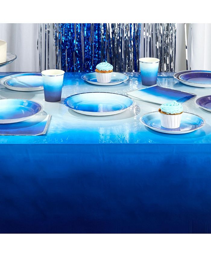 Sparkle and Bash Ombre Blue Plastic Table Cover for Birthday Party