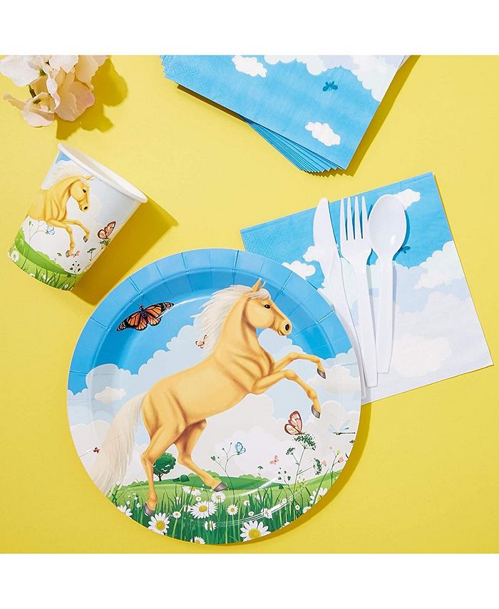Juvale Horse Birthday Party Supplies, Paper Plates, Napkins, Cups