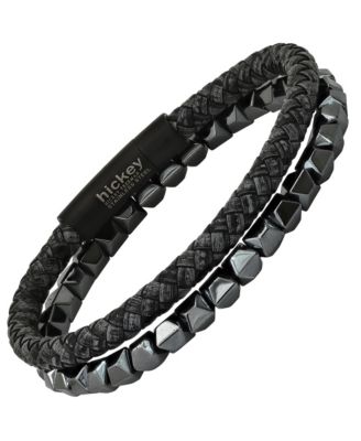 Studded Faceted Hematite Beaded Stretch Bracelet, 2 Piece Set