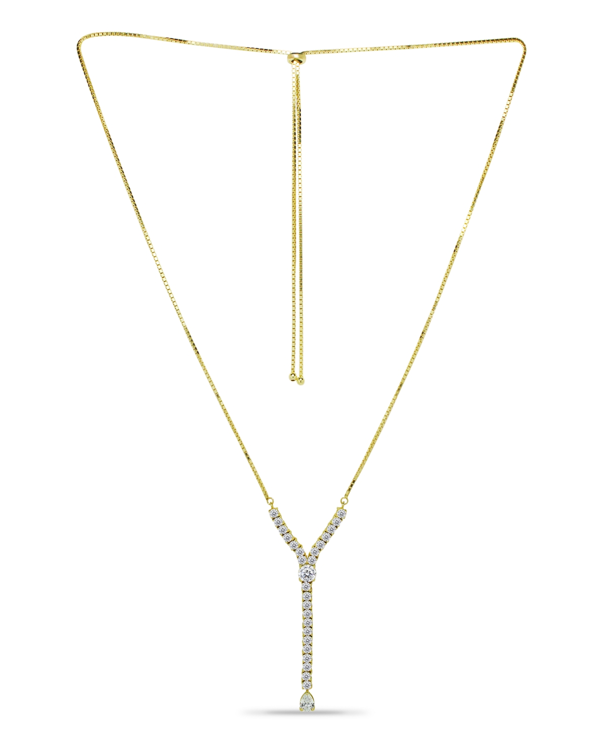Macy's Round Pear Linear Y Adjustable Necklace (7 ct. t.w.) in 18K Sterling Silver or Sterling Silver