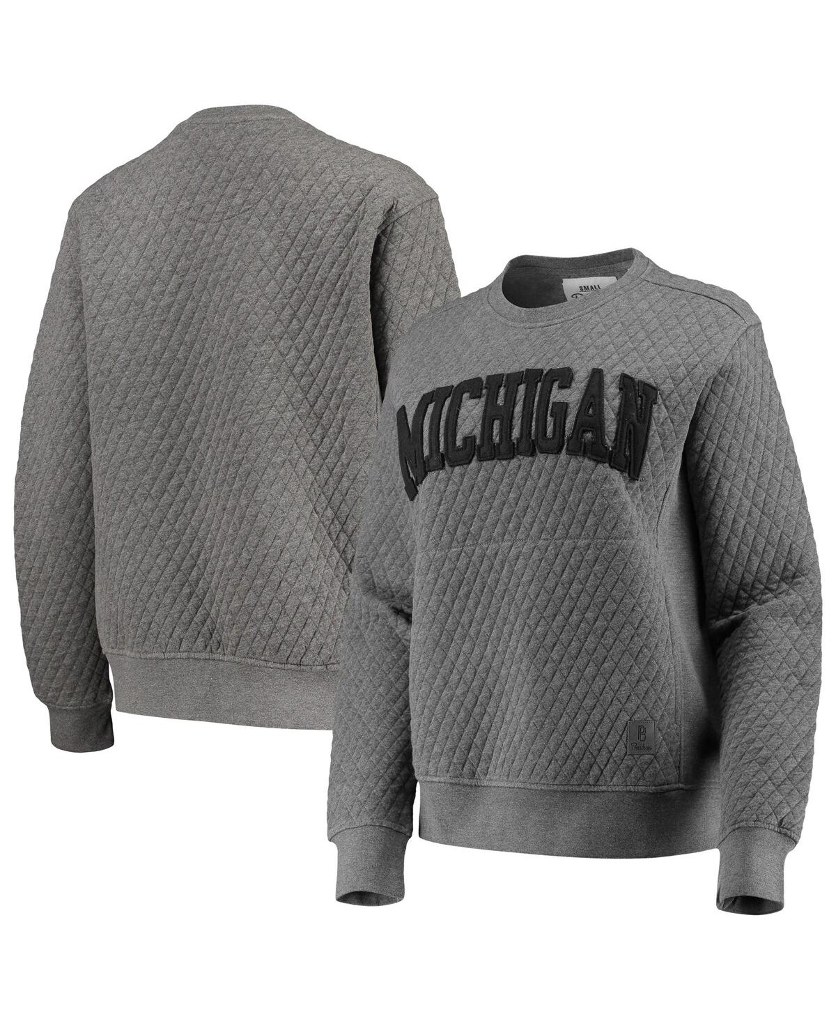 PRESSBOX WOMEN'S PRESSBOX HEATHER CHARCOAL MICHIGAN WOLVERINES MOOSE QUILTED PULLOVER SWEATSHIRT 