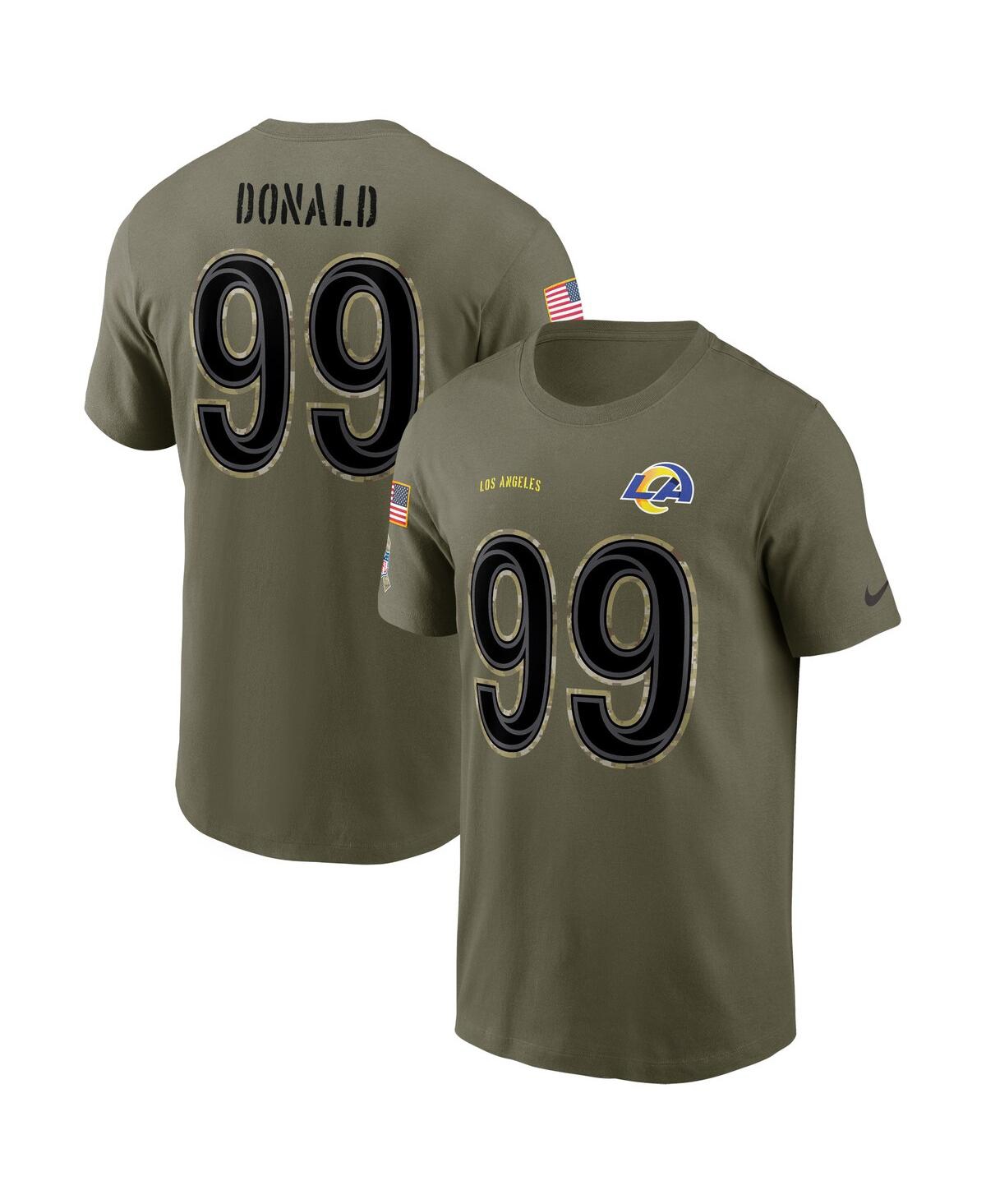NIKE MEN'S NIKE AARON DONALD OLIVE LOS ANGELES RAMS 2022 SALUTE TO SERVICE NAME NUMBER T-SHIRT