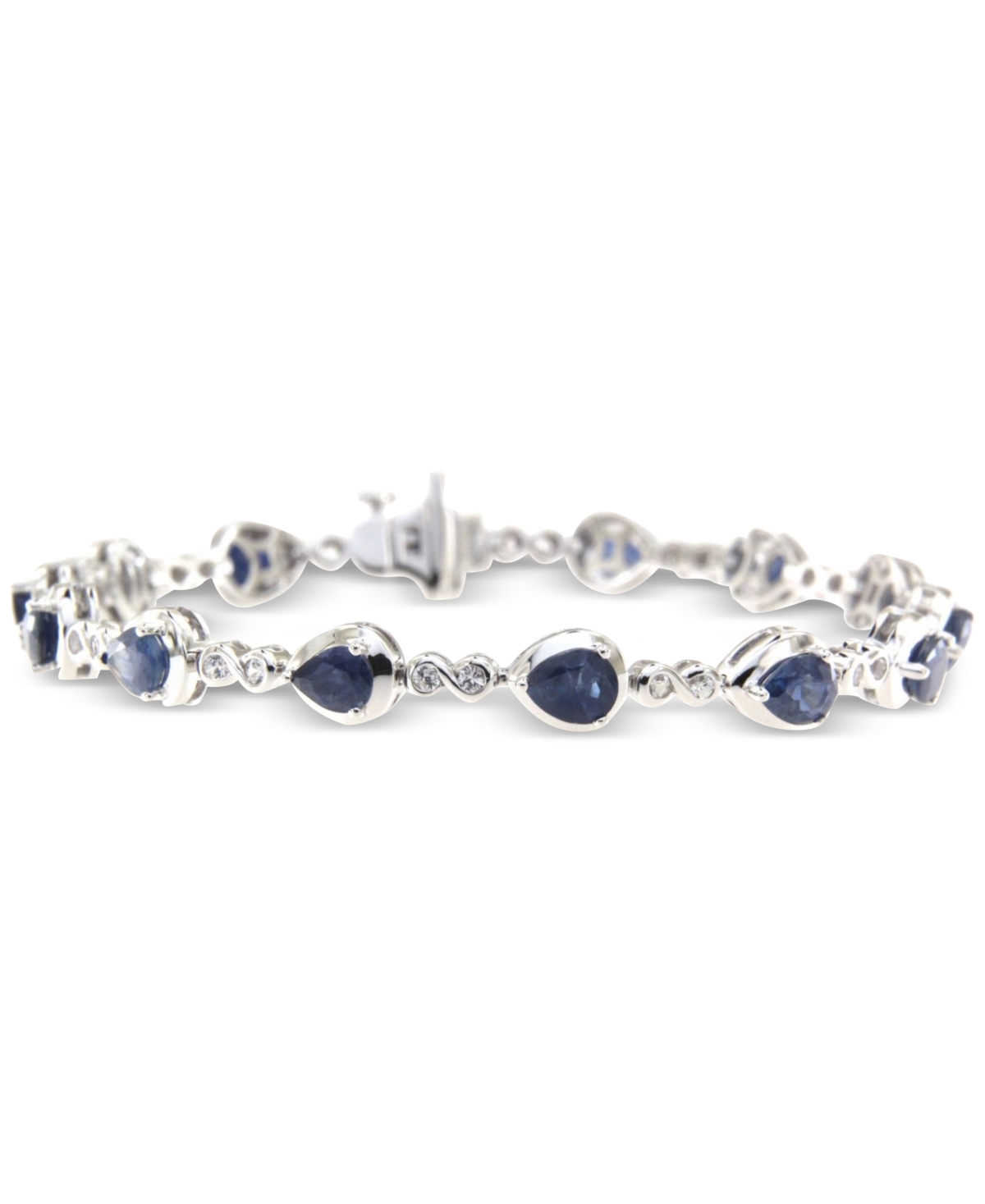 Macy's Emerald (7 Ct. T.w.) & White Topaz (1-3/8 Ct. T.w.) Pear Infinity Link Bracelet In Gold-plated Sterl In Sapphire