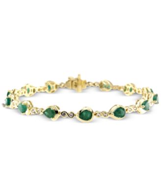Macy's - Emerald (7 ct. t.w.) & White Topaz (1-3/8 ct. t.w.) Pear Infinity Link Bracelet in Gold-Plated Sterling Silver (Also in Sapphire, Ruby & Tanzanite)