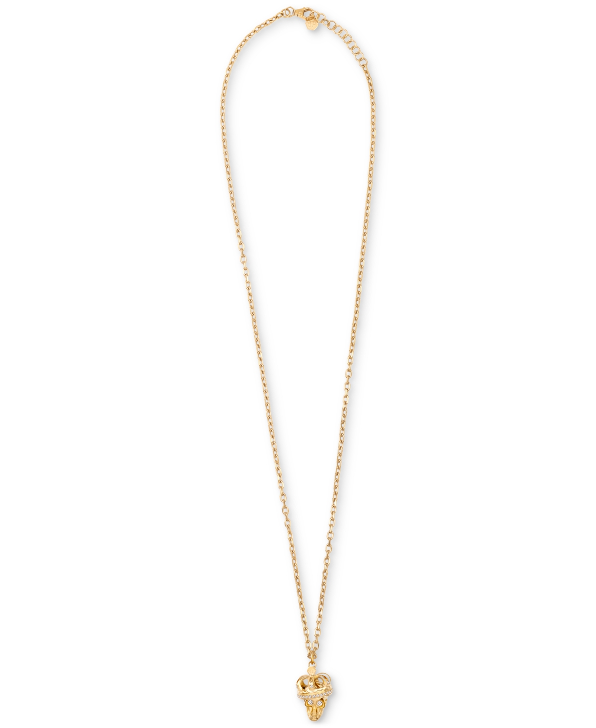 Gold-Tone Ip Stainless Steel 3D Crowned $kull Cable Chain 29-1/2" Pendant Necklace - Ip Yellow Gold