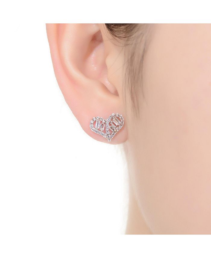 Genevive jewelry silver pave studs Clearance