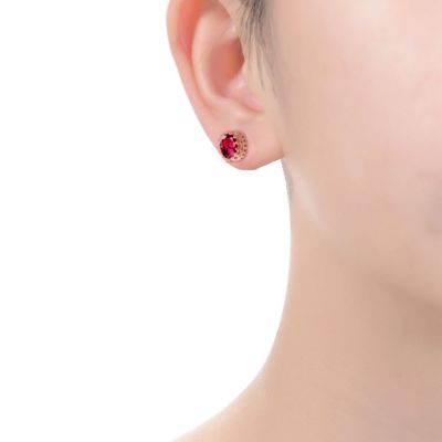 Elegant Sterling Silver Royal Princess Round Stud Earrings