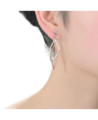 Stylish Sterling Silver Two-Tone  Dangling Earrings