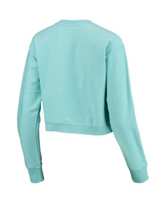 Women's Light Blue Michigan Wolverines Corded Timber Crop Pullover Sweatshirt