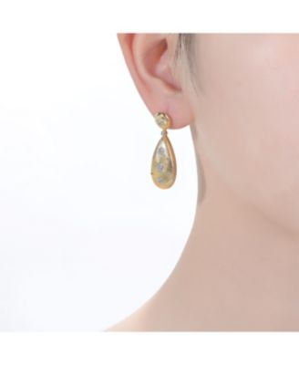 Rhodium and 14K Gold Plated Cubic Zirconia Drop Earrings