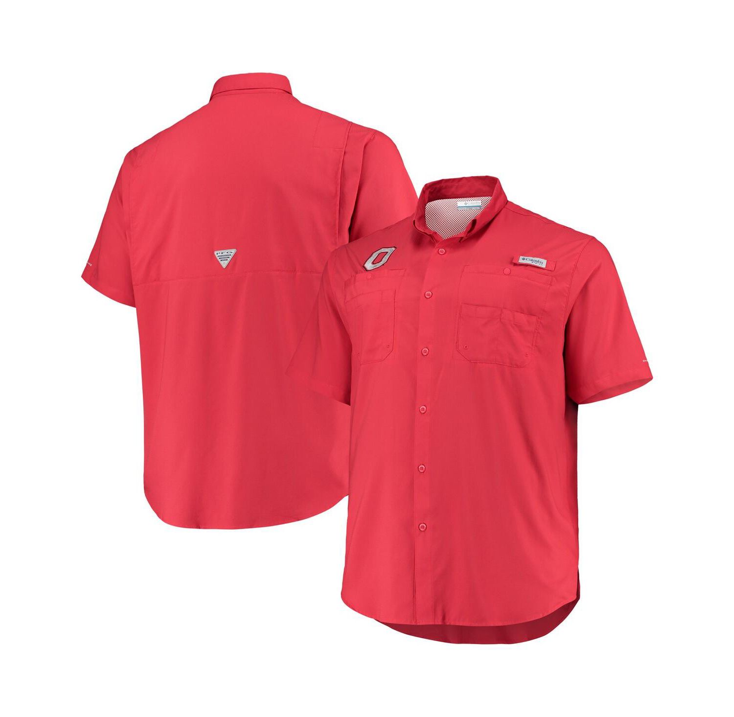 Men's Scarlet Ohio State Buckeyes Big and Tall Tamiami Omni-Shade Button-Down Shirt