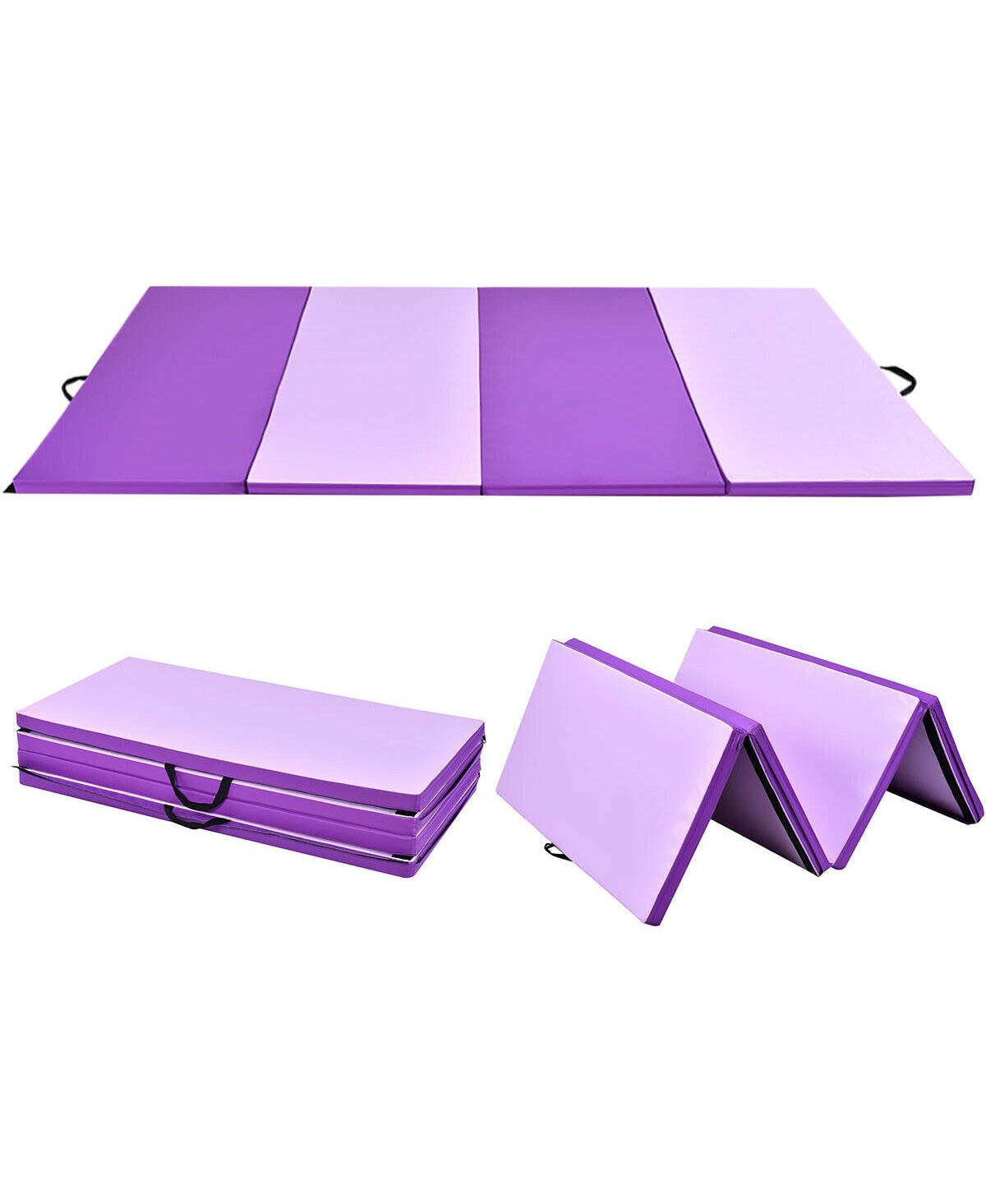4'x8'x2'' Gymnastics Yoga Mat Thick Folding Panel Gym - Purple