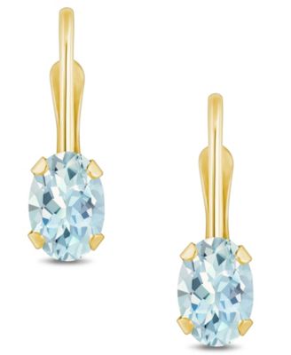 Aquamarine (9/10 Ct. T.W.) Leverback Earrings in 10K Yellow Gold or White Gold