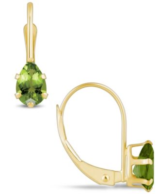 Gemstone Leverback Earrings in 10K Yellow Gold