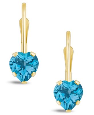 Gemstone Leverback Earrings in 10K Yellow Gold