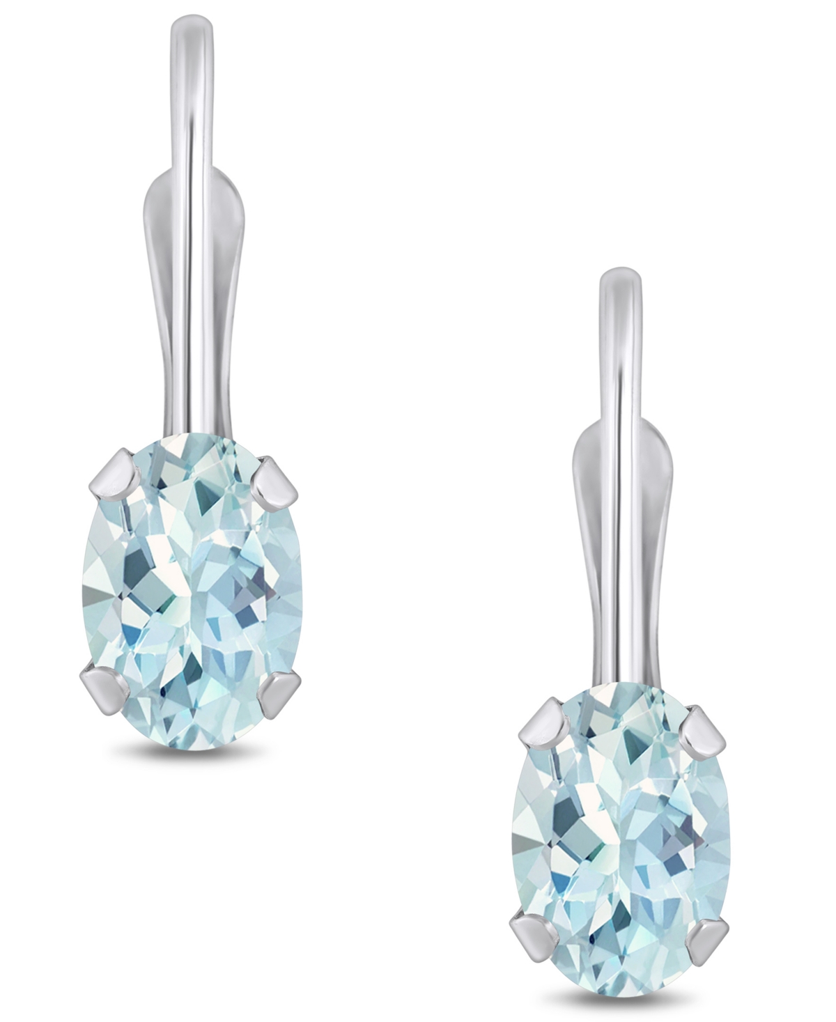 Macy's Aquamarine (9/10 Ct. T.w.) Leverback Earrings in 10K Yellow Gold or- White Gold