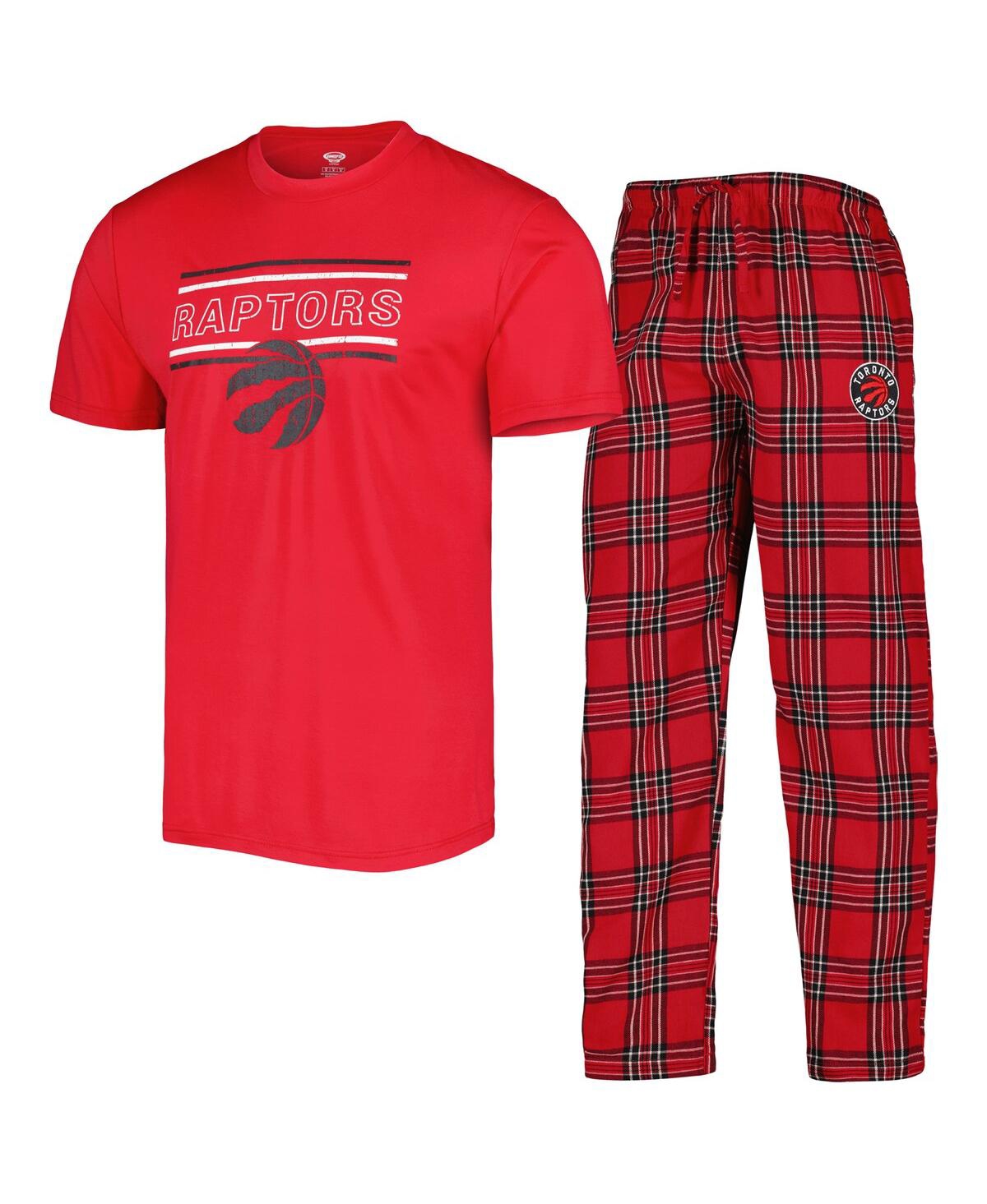 Shop Concepts Sport Men's  Red, Black Toronto Raptors Badge T-shirt And Pajama Pants Sleep Set In Red,black