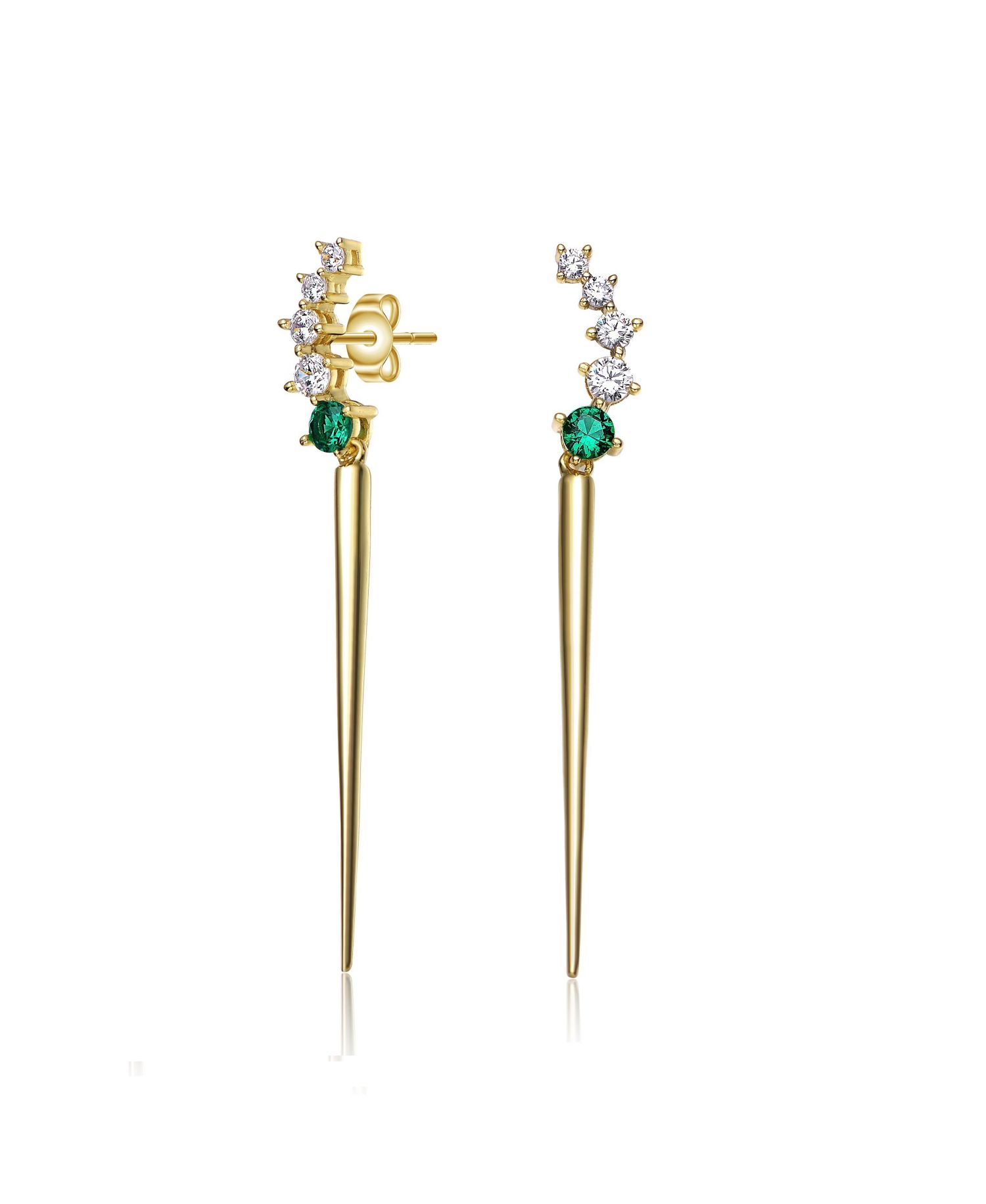 Striking 14K Gold Plated CZ Waterfall Spike Drop Earrings