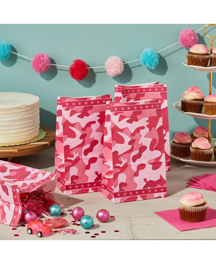 Blue Panda Pink Camo Birthday Party Favor Baby Shower Goodie Treat Bags