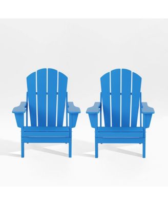 All-Weather Contoured Outdoor Poly Folding Adirondack Chair (Set of 2)